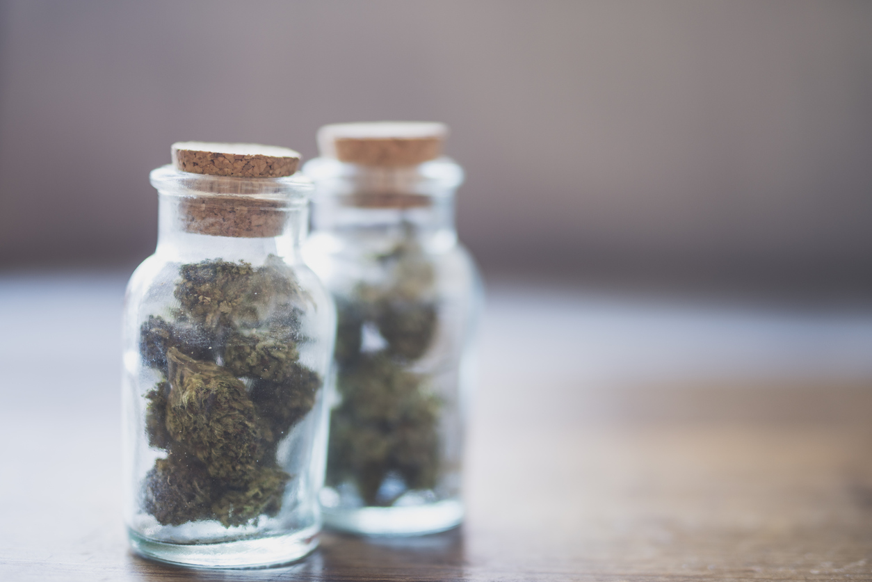Old Cannabis in Glass Jars