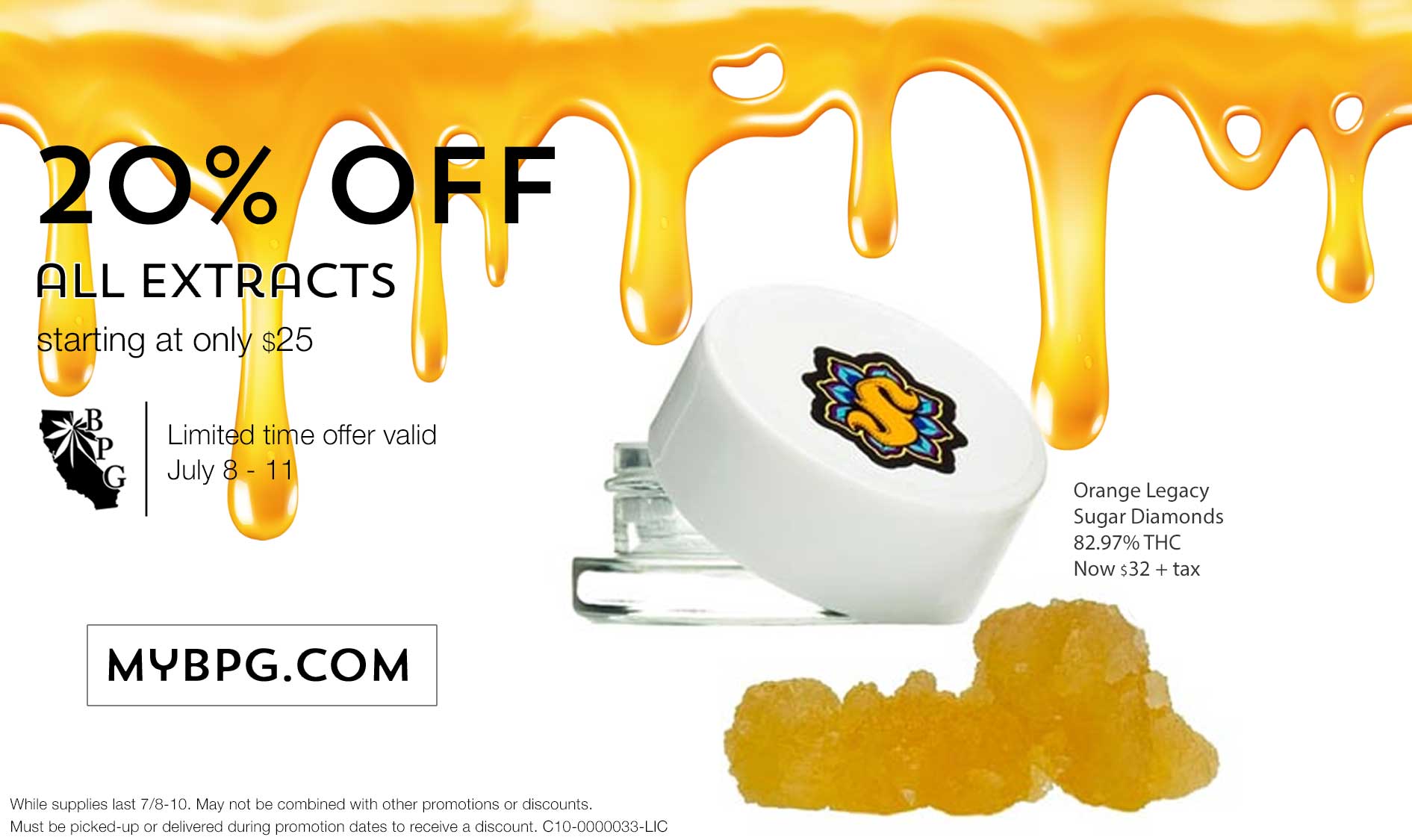 Celebrate 7/10 With 20% OFF All Extracts at Berkeley Patients Group July 8 - 10.